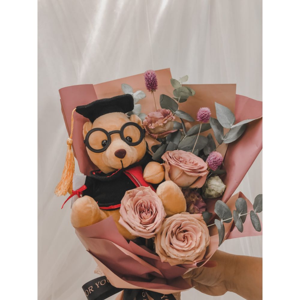 graduation rose teddy bear